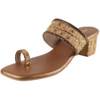 Metro Women Antic Gold Ethnicwear Block Heel Sandal UK/6 EU/39 (35-321)