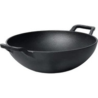Meyer Pre Seasoned Cast Iron Kadai Without Lid | Iron Kadai for Cooking | Cast Iron Kadhai | Deep Frying Kadai with Heavy Bottom, Gas and Induction Compatible, 20cm, Black
