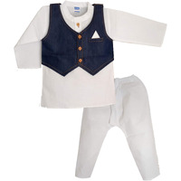 shaishav wears Baby boy/Kid Cotton Kurta & Paijama/Payjama White & Navy Blue (06 Months - 6 Year) (3-4 Years)