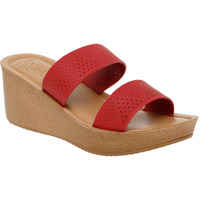 BELLA by Labella Women Fashion Wedge Slip On Red Sandal | Durable | Stylish | Comfortable and Slip Resistant | Lightweight and Breathable | 3 UK