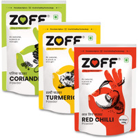 Zoff Red Chilli Powder, Turmeric Powder | Coriander Powder | Pack of 3 | No 9Colors, Fresh | Pure Masala for Cooking | Each 200g | Premium Zip Lock Pouch | Net weight - 600gram