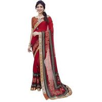 Yashika Woven Georgette Womens Saree (AZ-YS-P1-HARMAN-SHEFALI-YASTIKA-Parent_Red 01)