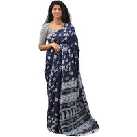 JALTHER Handicrafts Womens Ikat Hand Block Print Jaipuri Cotton Mulmul Saree with Blouse Piece - _5
