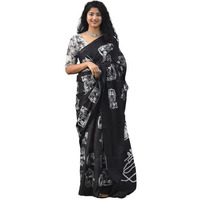Jalther Handicrafts Womens Ikat Hand Block Print Jaipuri Cotton Mulmul Saree with Blouse Piece - _SH_129
