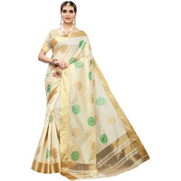 Yashika Womens Plain Weave Cotton Silk Saree With Attached Blouse (Sdpl-Kerala_Multicoloured_Free Size_Green)