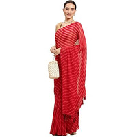 RANI SAAHIBA Womens Chiffon Lehriya Printed Saree Without Blouse (SSKR3652_Maroon)