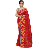 Tant Story Womens Traditional Bengal Tant Handloom Pure Cotton Tangail Saree without Blouse Piece (Red)