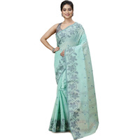 Tant Story Womens Traditional Bengal Tant Handloom Pure Cotton Tangail Saree without Blouse Piece (Sea Green)