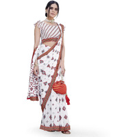 Yashika Womens Georgette Saree Printed Saree With Unstitched Blouse Material - Suitable For All Indian Occasions and Festivals (AZ-YS-OG-ANUSHI RED)