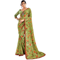 Jaanvi fashion Womens Floral Printed Georgette Saree With Printed Lace Border & Blouse Piece (savera-georgette-1299)