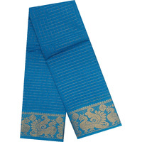 Madurai Sungudi Cotton- Zari Checked Self Medium Size Border Saree For Women (Sky Blue)