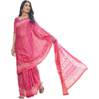 SIRIL Womens Cotton Printed Ready To Wear Saree With Unstitched Blouse Piece (3394S303_Pink)