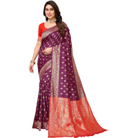 VJ Fashion Women Banarasi Soft Silk Zari Border Saree With Blouse Piece_freesize