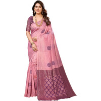 VJ Fashion Women Soft Silk Banarasi Saree With Blouse Piece_Freesize(Baby Pink)