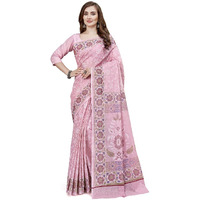 RATAN Pure Cotton Printed Mulmul Saree for Women with Blouse Piece (BGM-BP-5873_Onion)