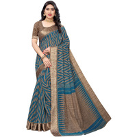 Yashika Womens Linen Blend Woven Standard Length Saree (Bee Rama, Green