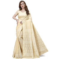 RATAN Pure Cotton Printed Mulmul Saree for Women with Blouse Piece (MMZ-BP-BEG_Beige)