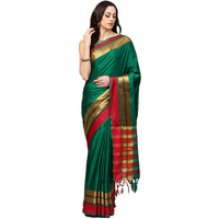 SAREE MALL Womens Green & Maroon Solid Saree (Free Size_8AURA8001_M)