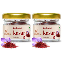 Homeda Kesar Saffron Original 2G / Pure Saffron Original Kashmiri|Kumkuma Puvvu, Keshar Safron, Kungumapoo For Pregnant Women, Kasar, Kumkumapoovu, Keser, Kaser, Kesor, Grade A (2 Packs Of 1Gm)