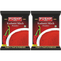Pushp Brand Kashmiri Red Chilli Powder 1 Kg, (Pack of 2, 500g each)