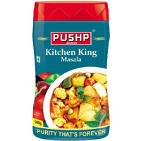 Pushp Brand Kitchen King Jar (500Gram Pack Of 1) - Anise, Bay, Caraway, Cardamom, Cinnamon, Cumin, Fennel, Fenugreek, Garlic, Ginger, Mint, Turmeric, Powder
