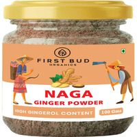 First Bud Organics Naga Dry Ginger Powder - 100gm | Organic Ginger Powder With High Gingerol Content | Non GMO, Gluten Free & No Preservatives | Perfect For Cooking, Baking, Smoothies, and Teas |