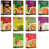 Pushp Brand Combo Pack 50g Each (Punjabi Garam Masala, Chana Masala, Chat Masala, Pav Bhaji Masala, Sambhar Masala, Biryani Masala, Paneer Masala, Sabji Masala, Raita Masala, Pani Puri Masala)