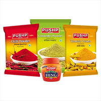 Pushp Brand Combo Pack (Chilli Powder 500g, Turmeric Powder 500g, Coriander Powder 500g,Hing 50g) - Combo Spices Pack