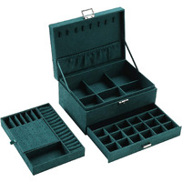 LEXSO WomenS Velvet Layer 3 Lockable Portable Travel Jewelry Box Jewellery Box Organisers 3 Layer For Storing Earrings,Rings,Bracelets&Necklaces Jewellery Boxes&Organisers Jewelry Storage (Green)