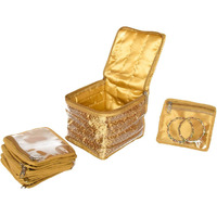 Sunshine Satin Brocade Fabric Jewellery Cosmetic Organizer with 12 Bangle Multipurpose Pouch - GOLD