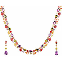 Yellow Chimes Multicolor Jewellery Set for Women Swiss Cubic Zirconia 18K Rose Gold Plated Necklace Set for Women and Girls.