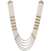 Yellow Chimes Dulahmala For Mens White Beads Pearl Necklace Jewellery for Groom Dulha Moti Mal Haar For Men Sherwani Necklace