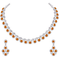 Atasi International Silver Plated Alloy Necklace Set with Earrings For Women (RF5461) (Light Brown)