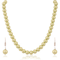 Ratnavali Jewels Imitation Pearl 10MM Bead Size Strand Necklace Pearl Moti Mala Jewellery Set with Earrings for Women Girls