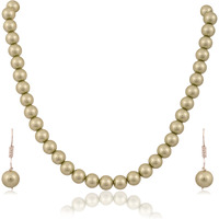 Ratnavali Jewels Imitation Pearl 10MM Bead Size Strand Necklace Pearl Moti Mala Jewellery Set with Earrings for Women Girls