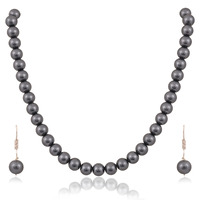 Ratnavali Jewels Imitation Pearl 10MM Bead Size Strand Necklace Pearl Moti Mala Jewellery Set with Earrings for Women Girls