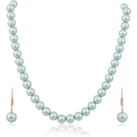 Ratnavali Jewels Imitation Pearl 10MM Bead Size Strand Necklace Pearl Moti Mala Jewellery Set with Earrings for Women Girls