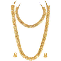 Peora Gold Plated Traditional Choker Long Necklace and Earrings Set Maharani Haar Ethnic Jewellery Set for Women & Girls