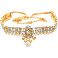 Handicraft Kottage Gold Plated Pearl with Multi Color Stone Belly Chain for Women (Style 18)