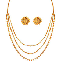 JFL - Jewellery for Less Traditional and Ethnic One Gram Gold Plated Multi Strands Round Gold Bead Necklace for Women & Girls,Valentine