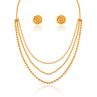 JFL - Jewellery for Less Gold Plated Necklace & Earrings Set For Women (Golden)