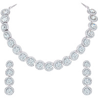 Atasi International Divasa Diamond Silver Plated Alloy Choker Necklace Set with Earrings For Women (R5460)