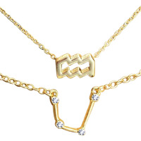 Peora Gemini Horoscope Zodiac Sign Constellations Pendant Necklace & Bracelet Combo Set Jewellery for Women (Golden)