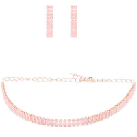 ZAVERI PEARLS Pink Dazzling Baguette Cubic Zirconia Party Bling Necklace & Earring Set For Women-ZPFK14027
