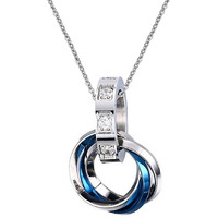Aaishwarya Tri Rings Stainless Steel With CZ Blue Pendant Necklace/Chain For Men/Boys| Valentine gift for Husband, Boyfriend