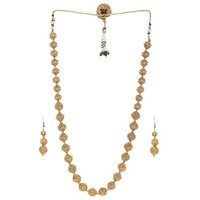 ACCESSHER Gold Plated Stylish Wedding Style Handcrafted Long Multi Strand Pearl Jaipuri Mala Necklace with Earrings Set for Women and Girls Set of 1 (Gold2) (Gold2)