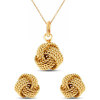 Amazon Brand - Nora Nico 925 Sterling Silver BIS Hallmarked Light-Weight Love Knot Gold Plated Stud Earring and Pendant Necklace Set for Women and Girls