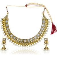 ZAVERI PEARLS Antique South Indian Necklace Set For Women - ZPFK1034
