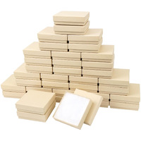 Kraft Cardboard Jewelry Gift Boxes , Small Gift Box wtih Lids For Necklace Ring Bracelet Earring with Cotton Filled and Lids,Jewelry Box Bulk 40 Pieces 3.5x3.5x1Inch Brown