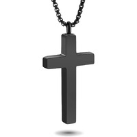Cremation Necklace for Ashes Stainless Steel Cross Pendant Urn Necklace Memorial Keepsake Jewelry for Men Women, Stainless Steel, stainless steel,